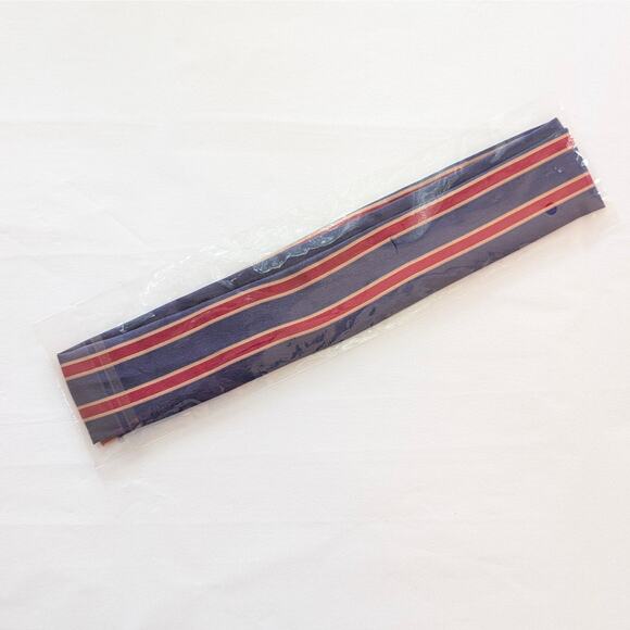 New navy blue/red striped headband scarf / bag twilly - Picture 1 of 2
